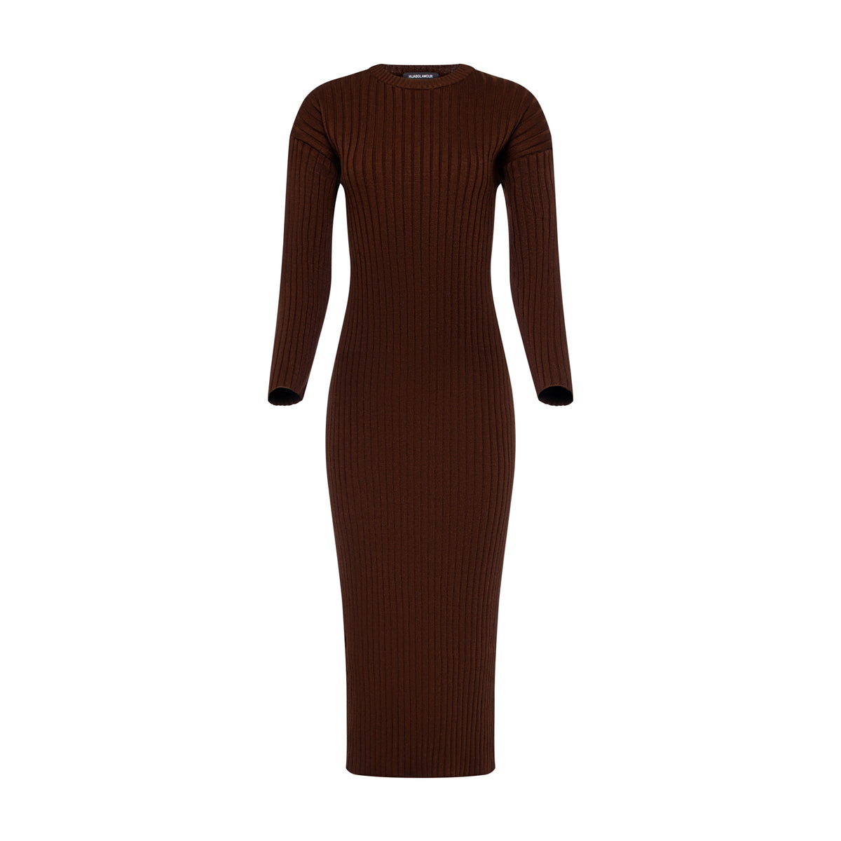 Essential Ribbed Knit Dress in Chocolate Brown – Hijabglamour