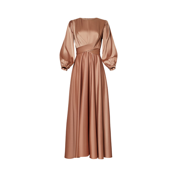 Maysa Satin Dress in Sandy Beige – Hijabglamour