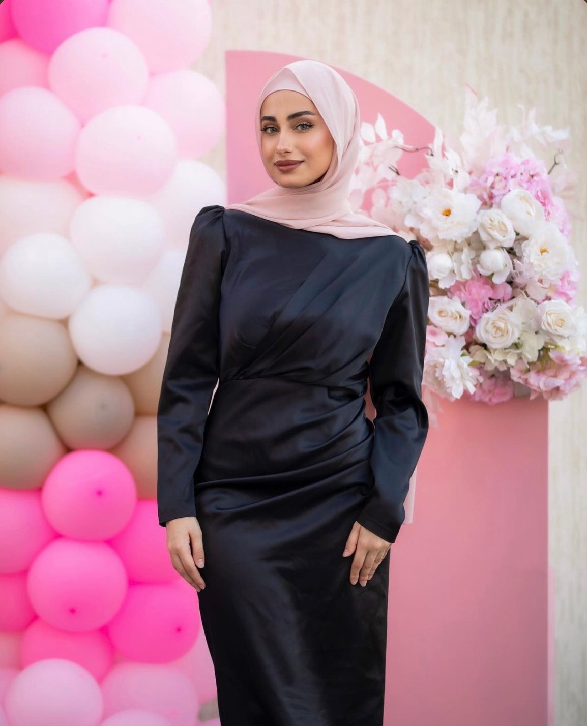 Samra Satin Dress in Black Hijabglamour Samra Satin Dress in Black Hijabglamour