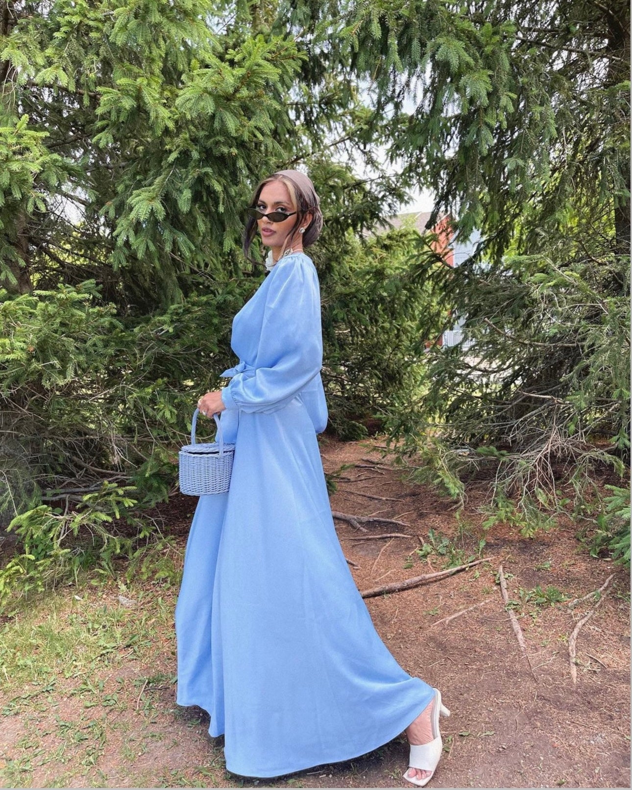 Maysa Satin Dress in Sky Blue Hijabglamour Maysa Satin Dress in Sky Blue Hijabglamour