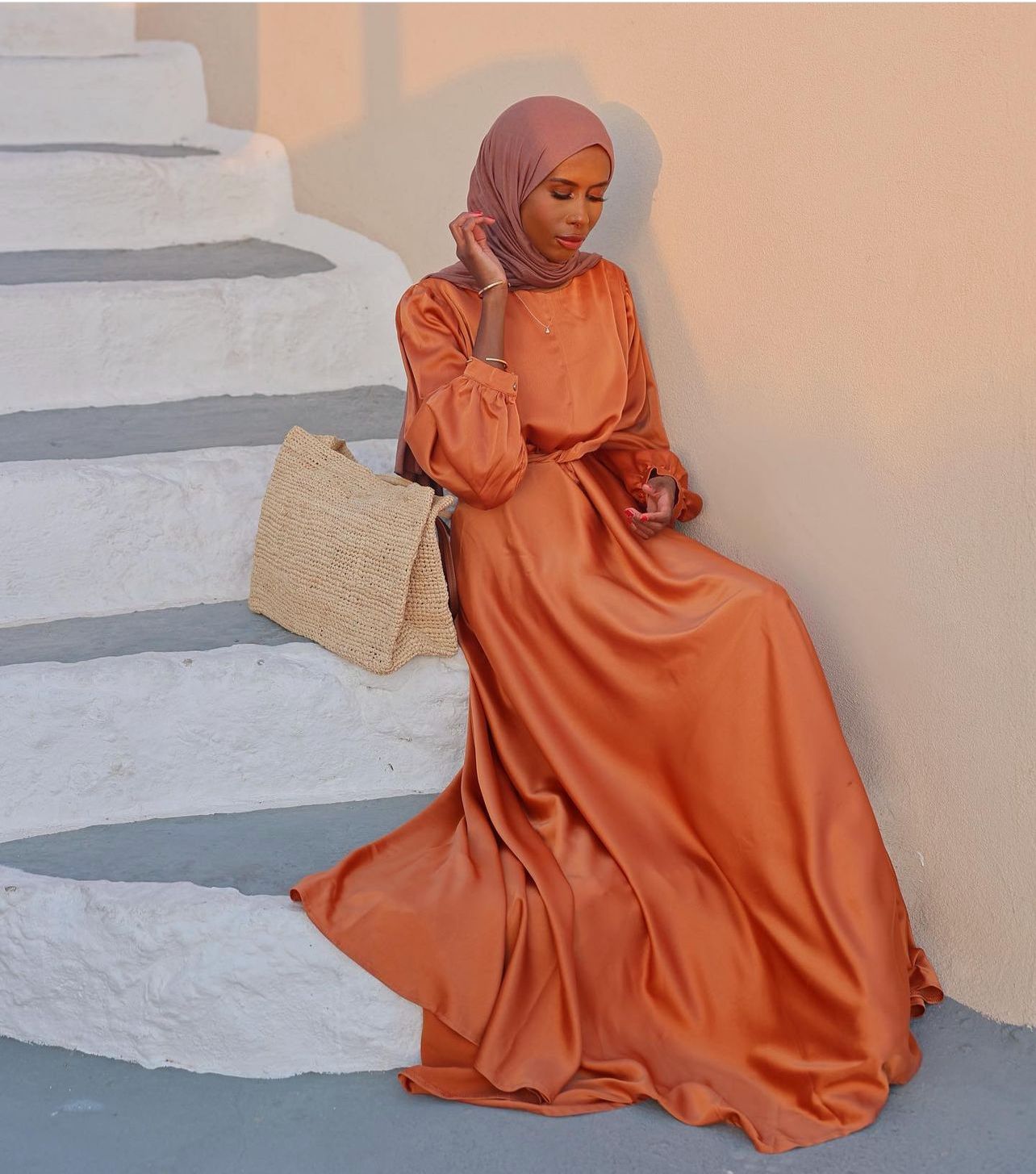 orange dress with hijab Orange Hijab Dress 1332T