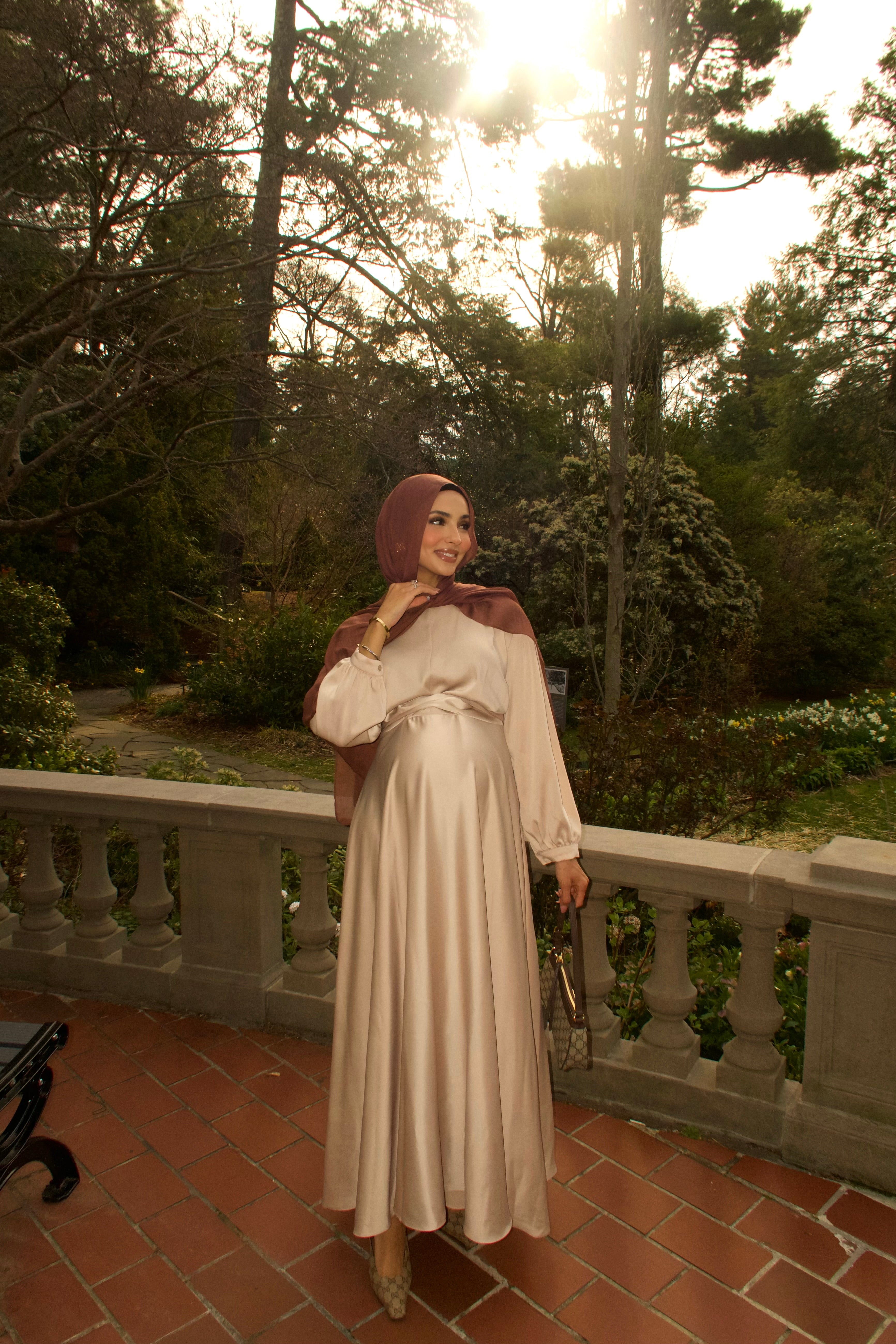 Maysa Satin Dress in Ivory Hijabglamour Maysa Satin Dress in Ivory Hijabglamour