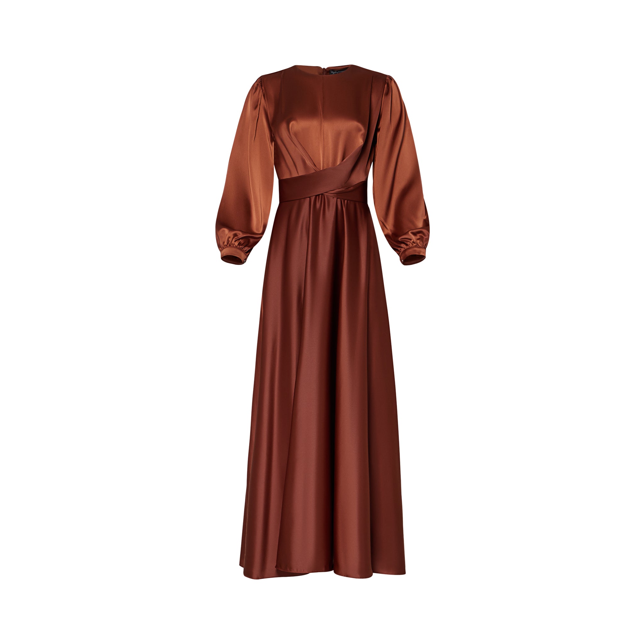 Maysa Satin Dress in Chestnut Brown Hijabglamour Maysa Satin Dress in Chestnut Brown Hijabglamour