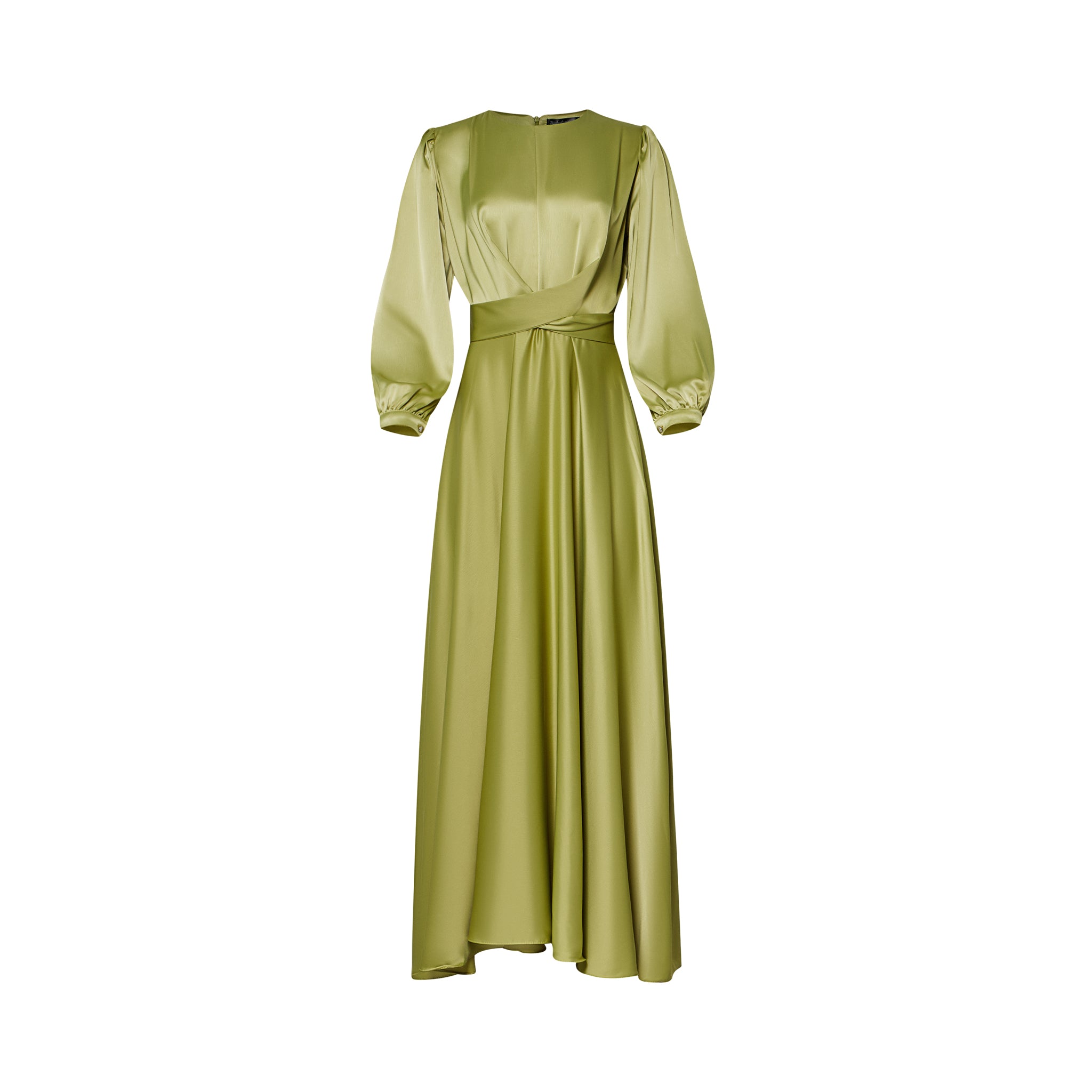 Maysa Satin Dress in Lime Green Hijabglamour Maysa Satin Dress in Lime Green Hijabglamour