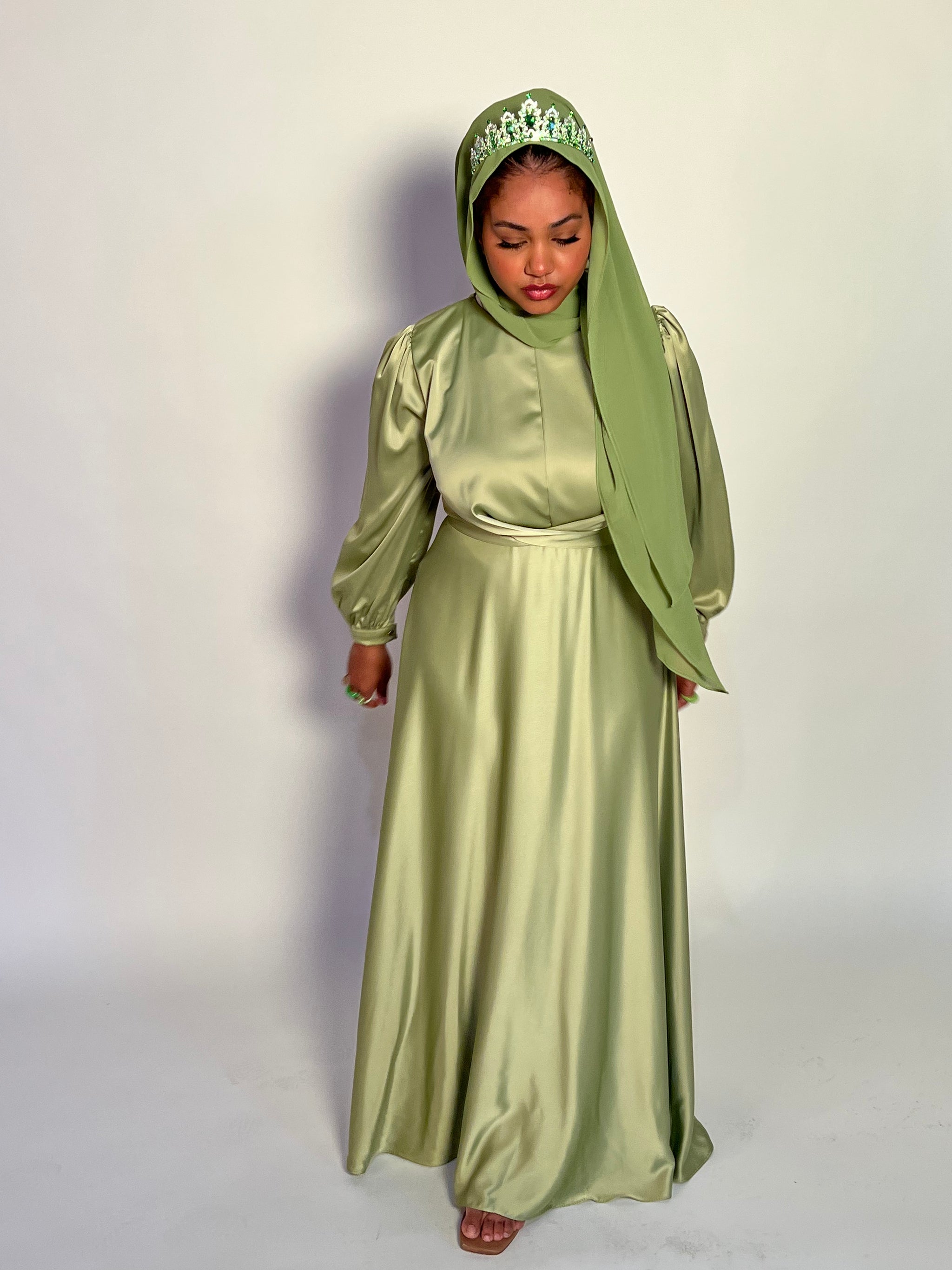 maysa satin dress in royal green Maysa Satin Dress in Lime Green Hijabglamour