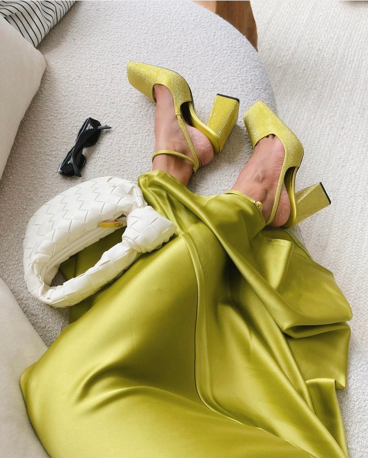 Maxi Satin Skirt in Lime Green