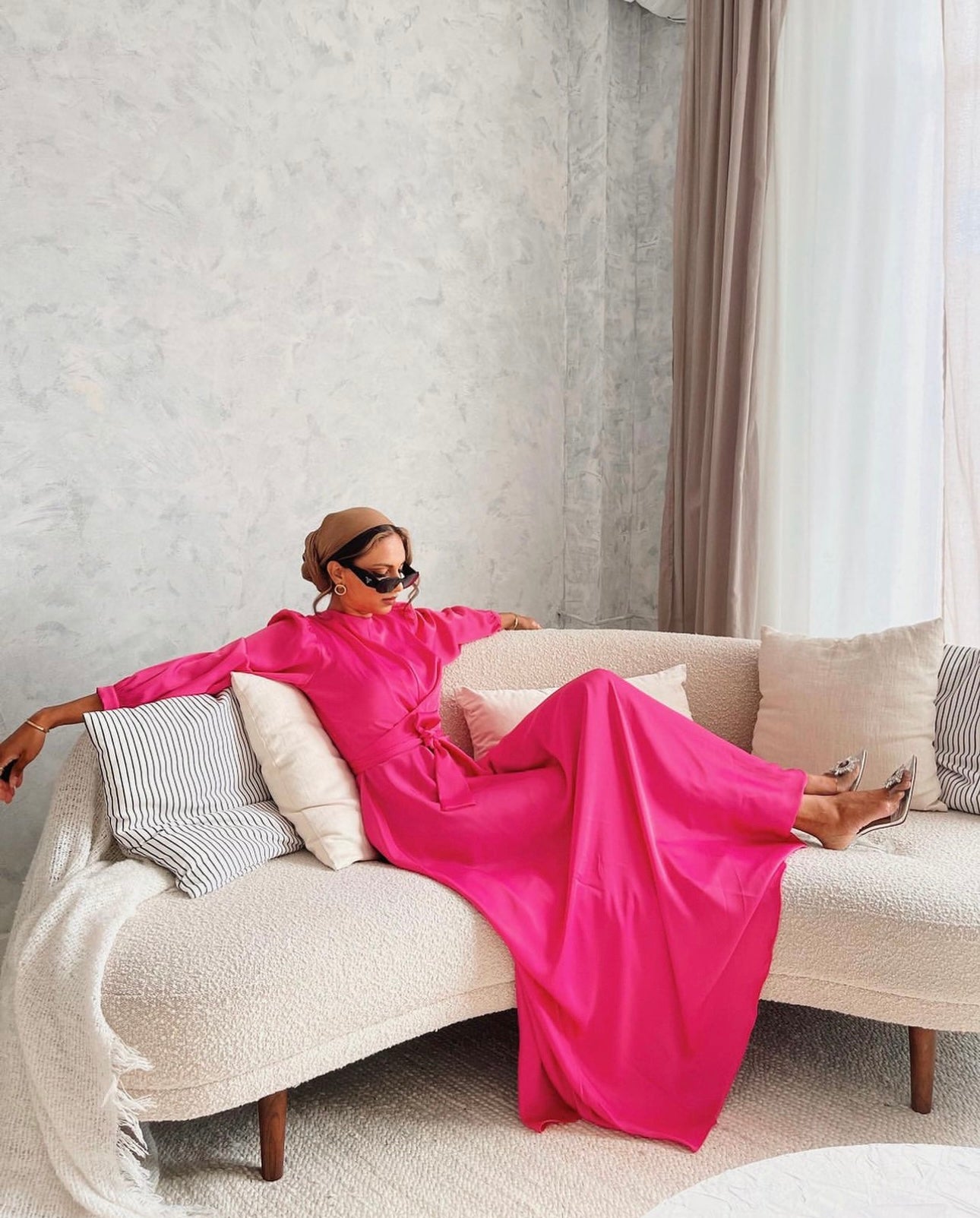 Maysa Satin Dress in Hot Pink Hijabglamour Maysa Satin Dress in Hot Pink Hijabglamour