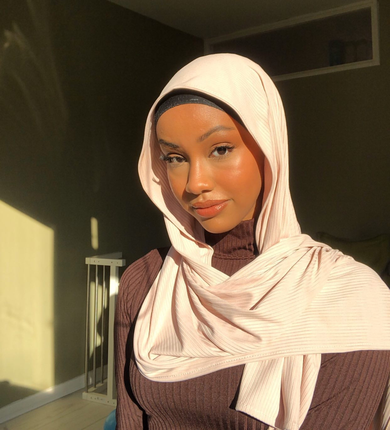 Blush Ribbed Jersey Hijab