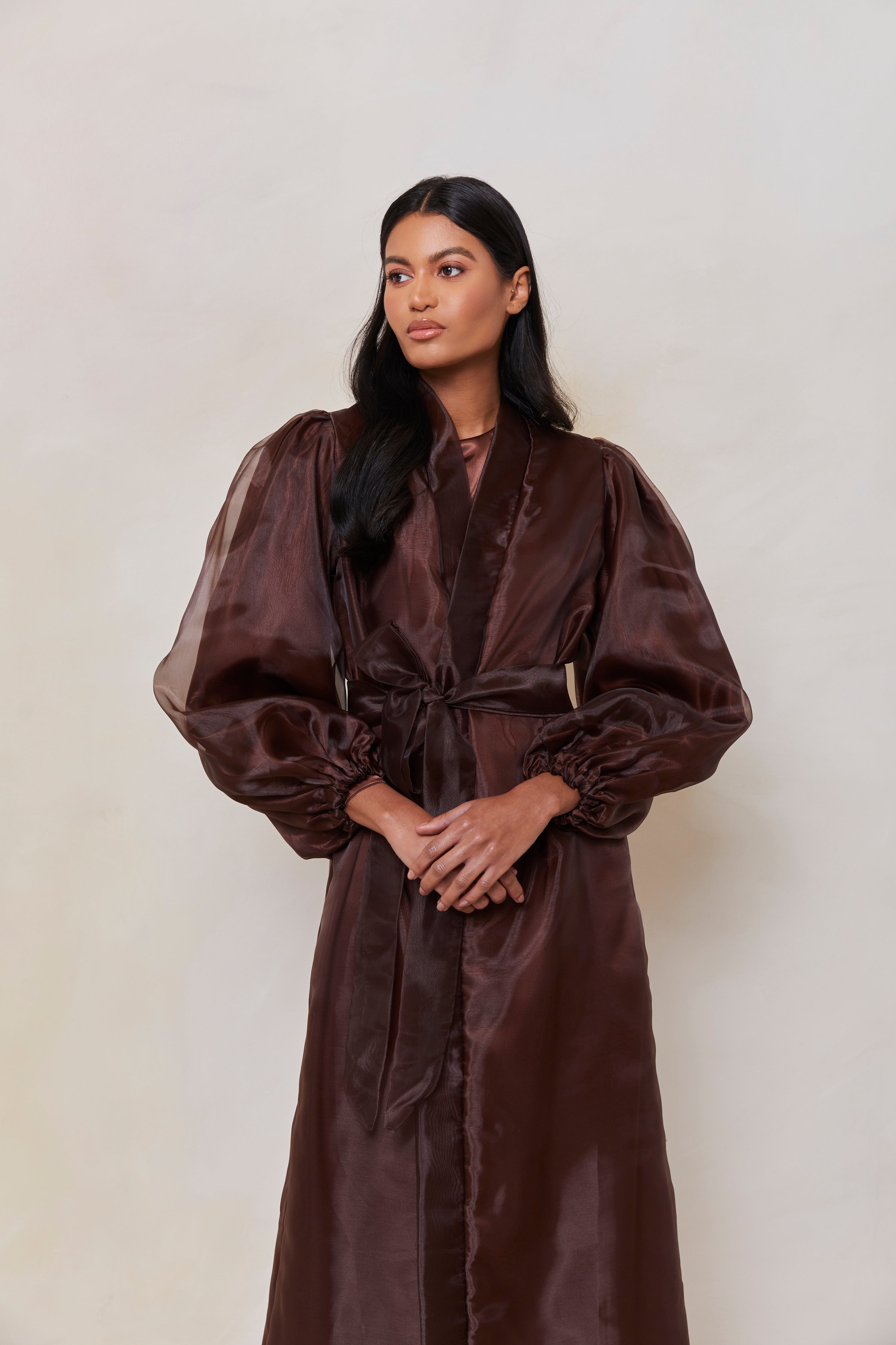 Organza Abaya in Chestnut Brown – Hijabglamour