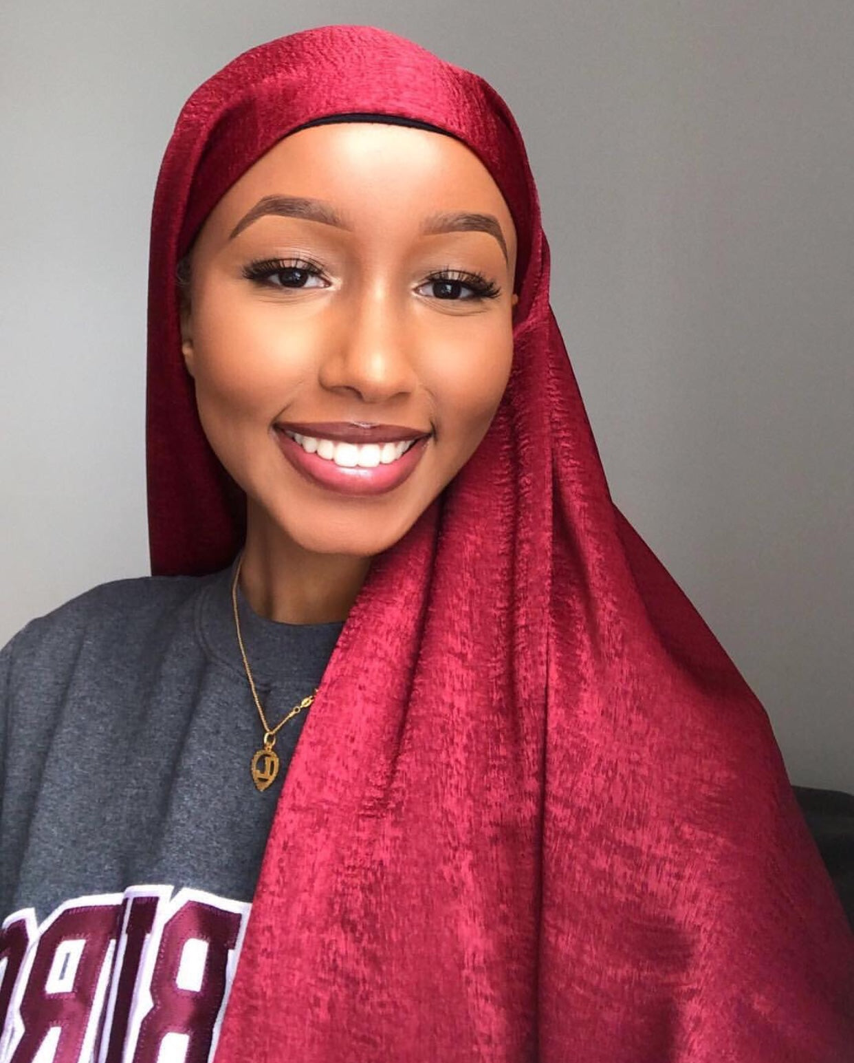 Burgundy Sateen Hijab
