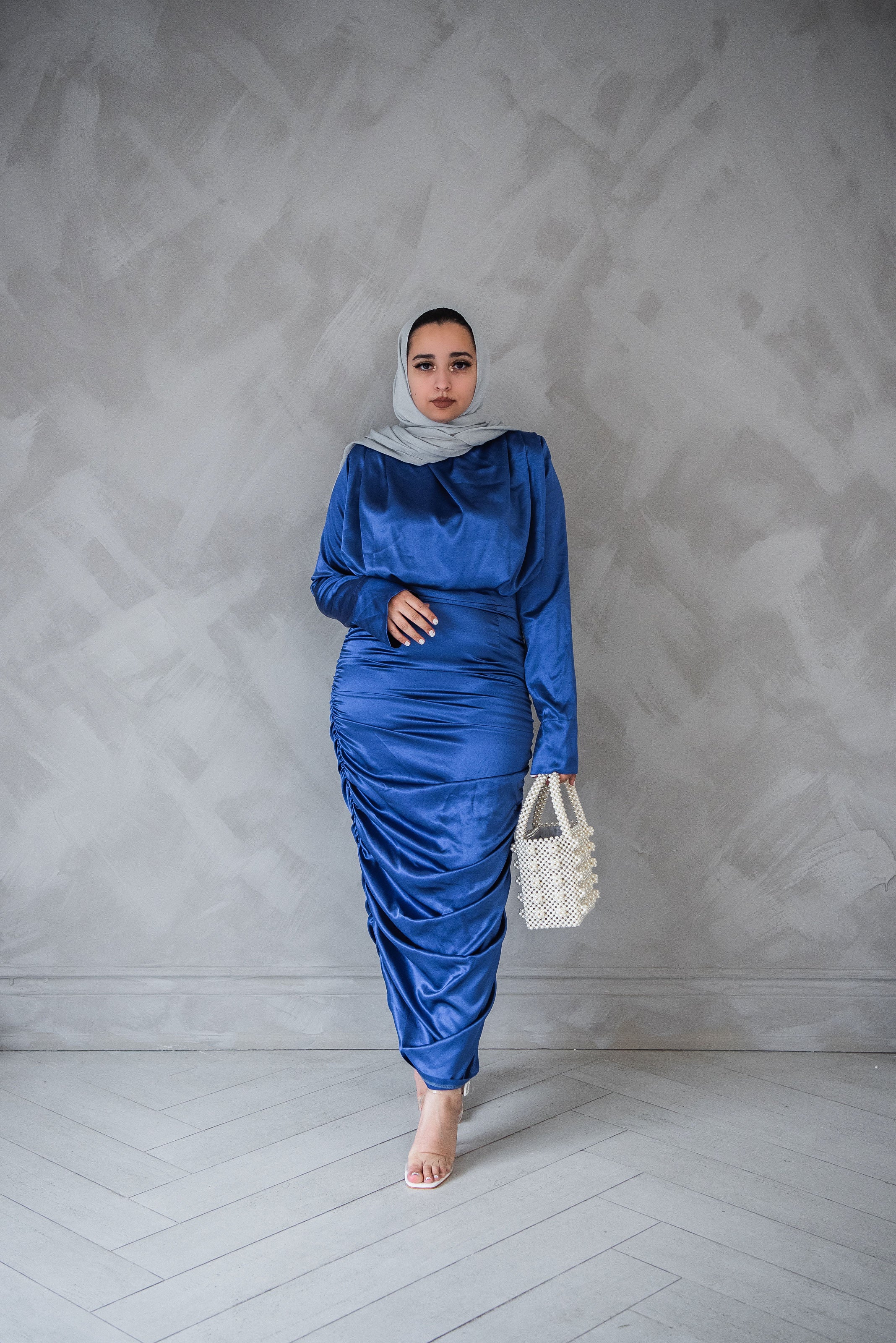 Kamala Side Ruched Dress in Royal Blue