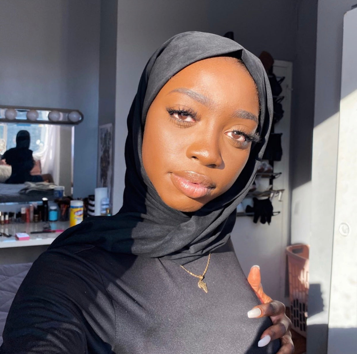 Black Suede Hijab