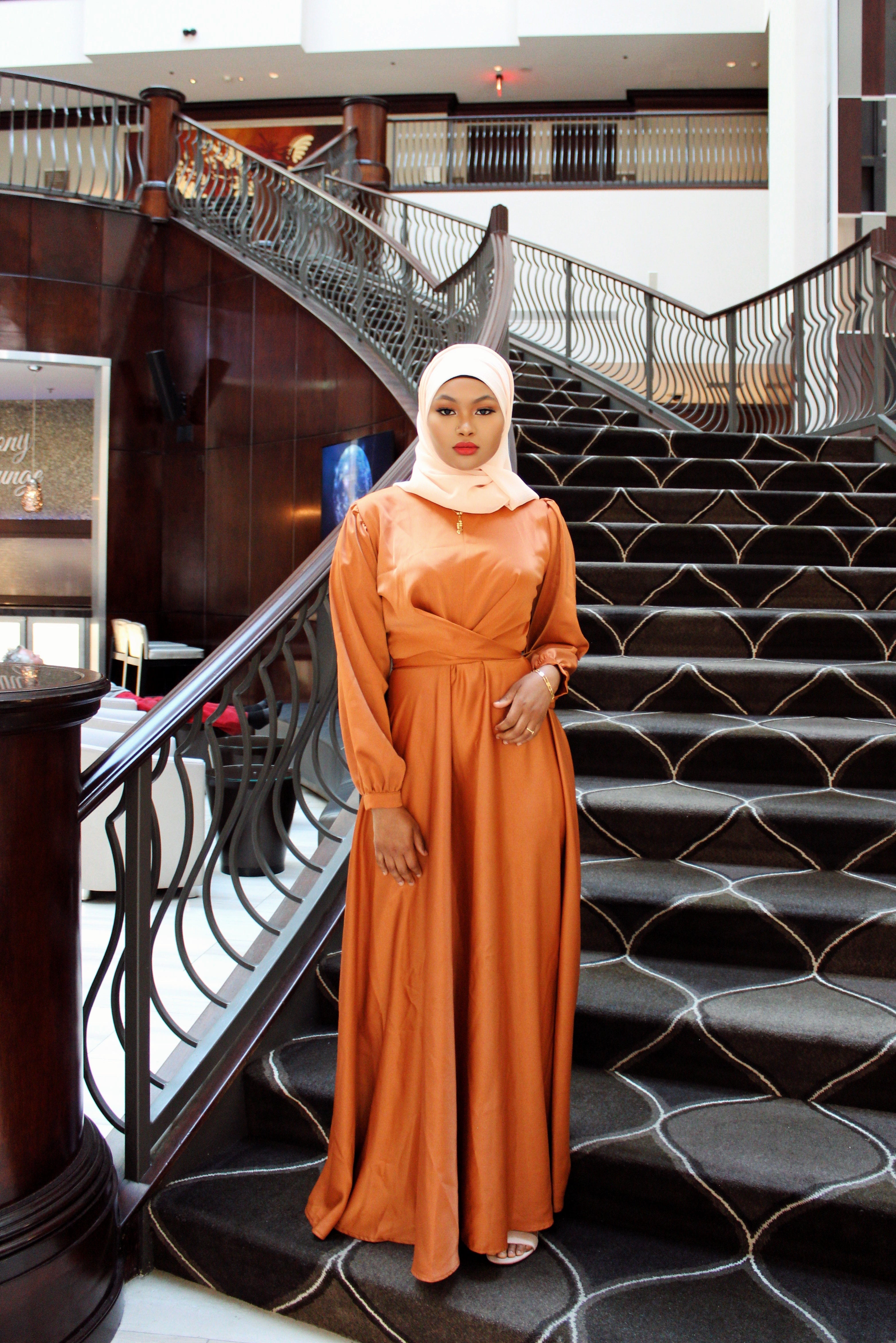 Maysa Satin Dress in Copper