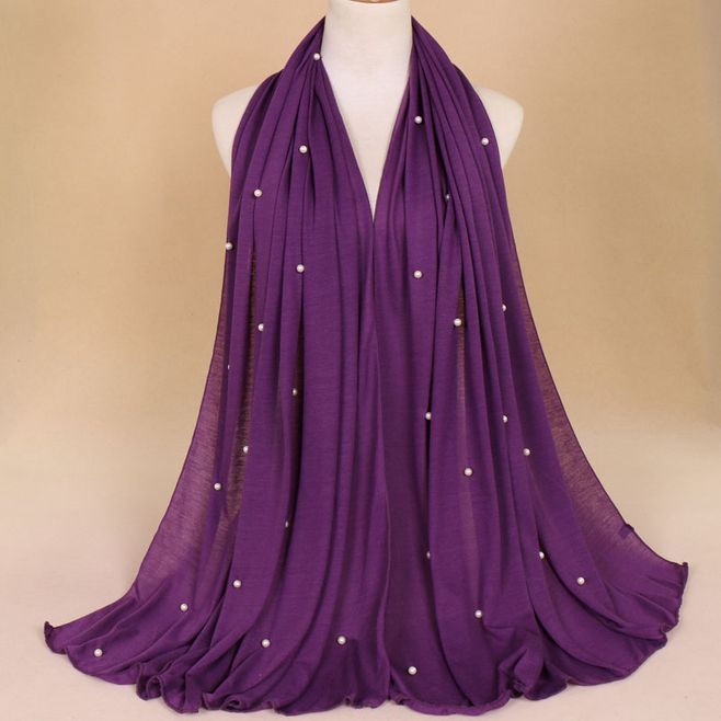 Purple Pearl Jersey Hijab