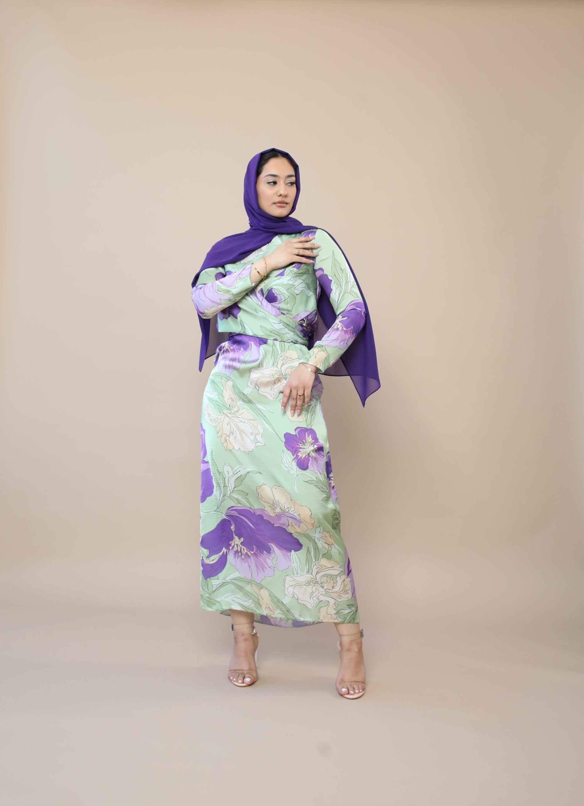 Zahra Satin Print Dress
