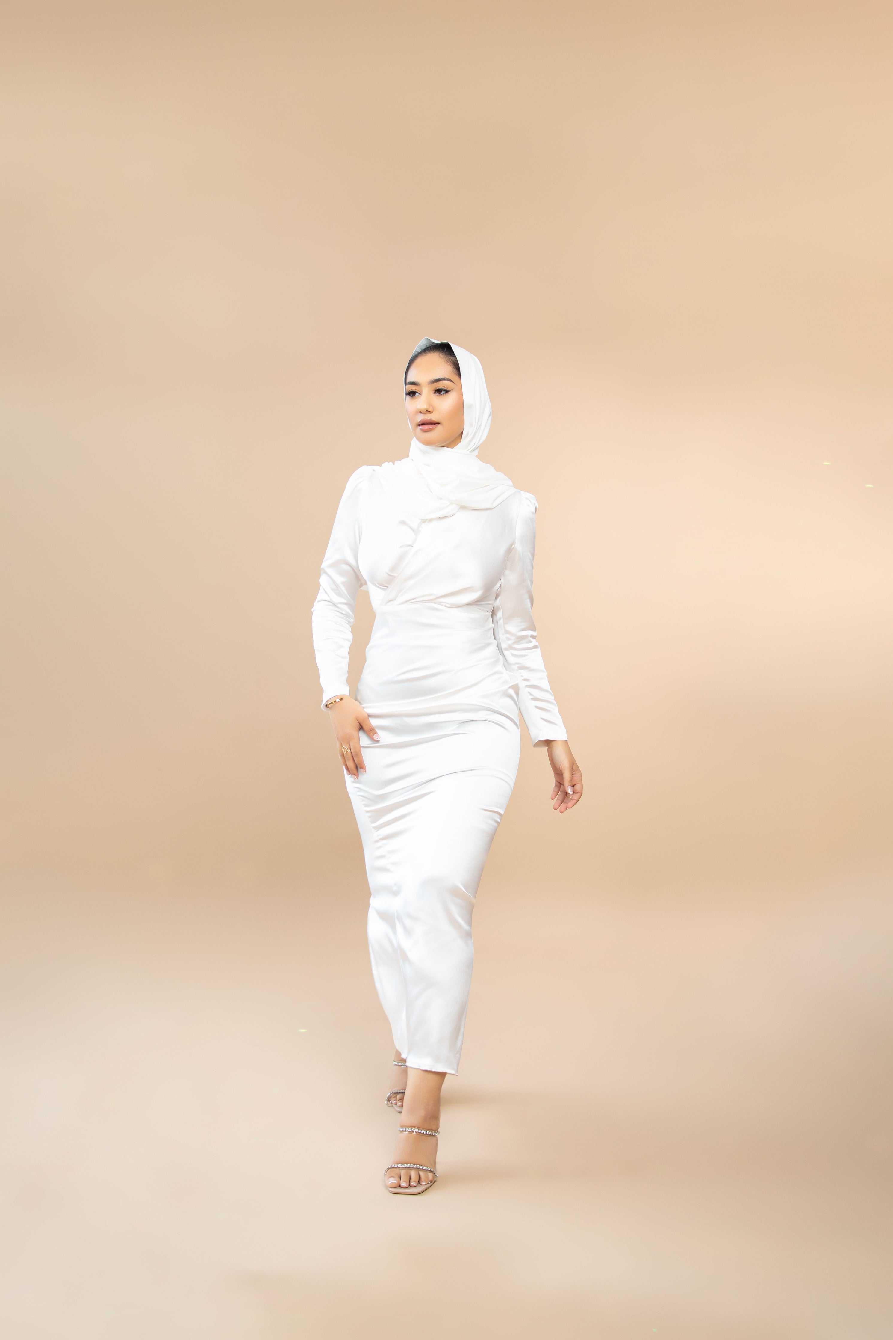 (NEW COLOR) Samra Satin Dress in White