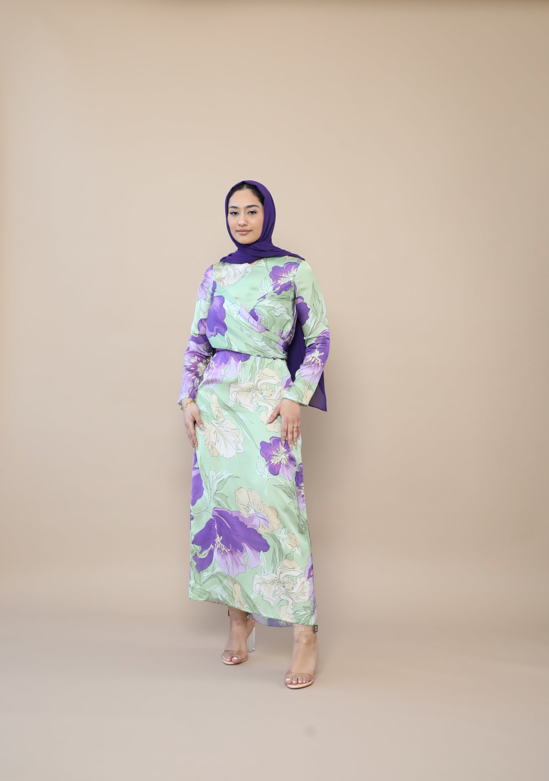 Zahra Satin Print Dress