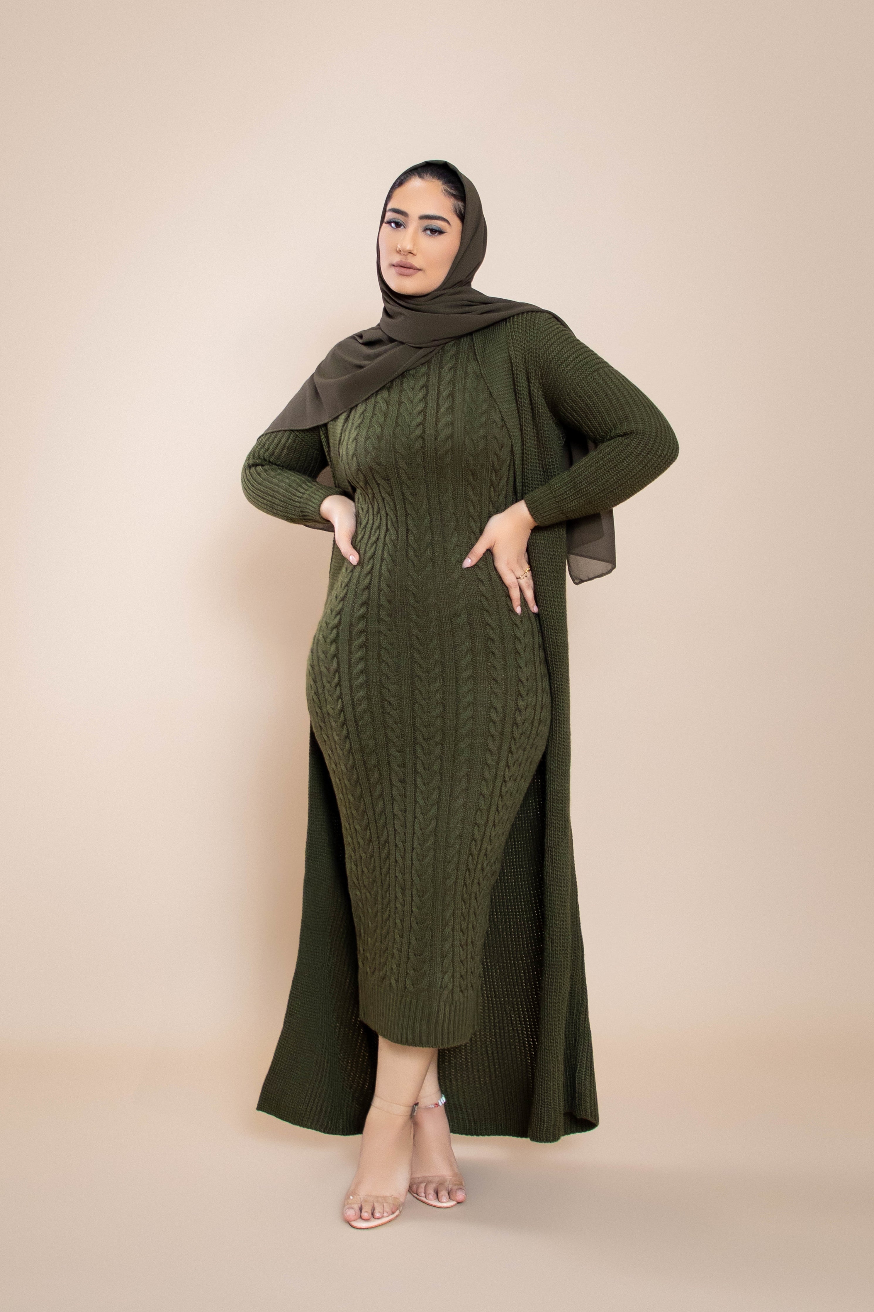 Olive Two Piece Knitted Set