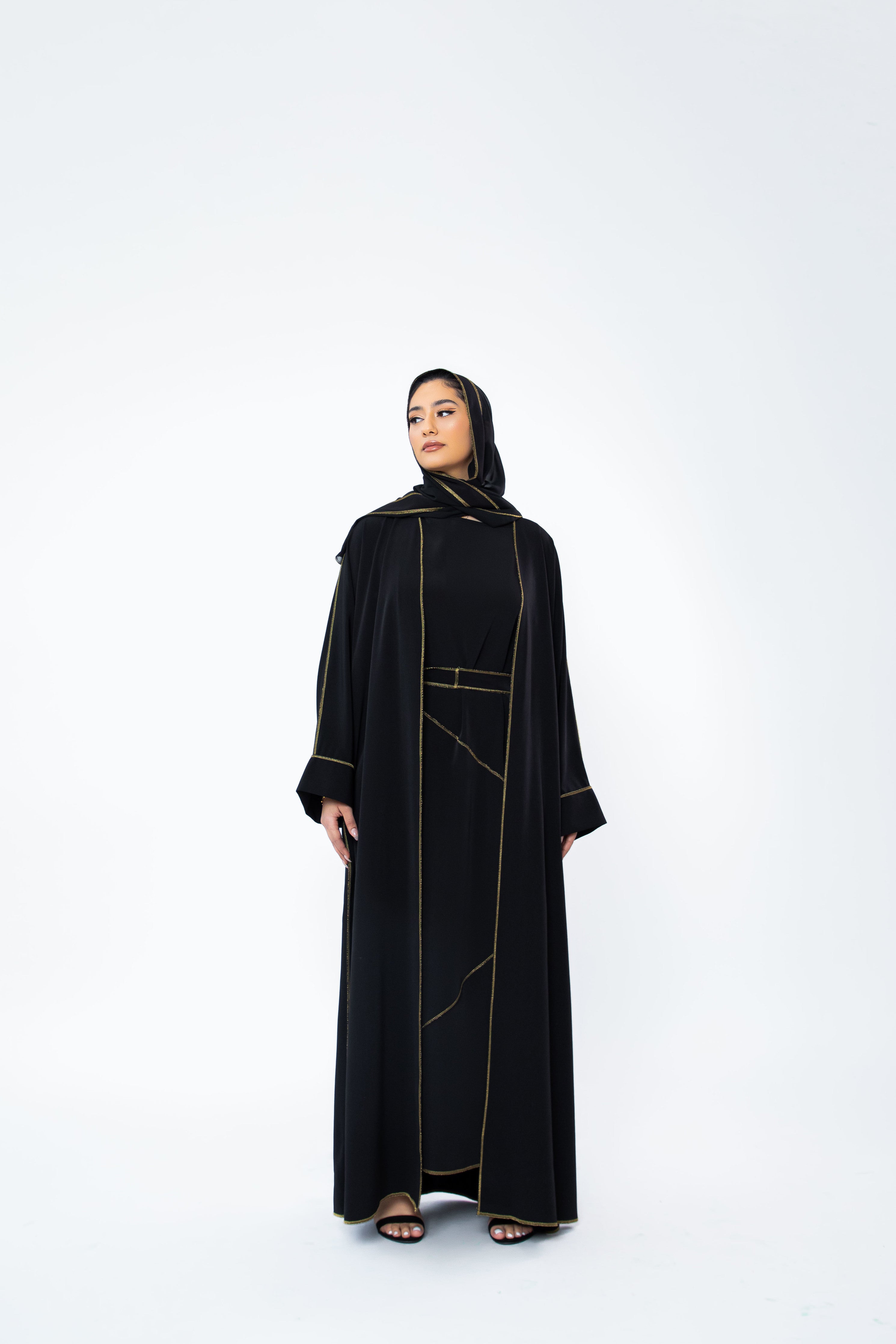 Asma Abaya in Black (includes matching Hijab)