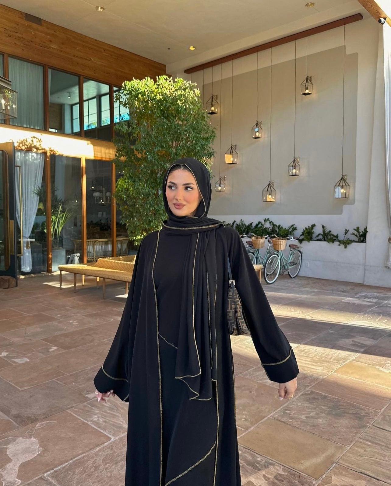 Asma Abaya in Black (includes matching Hijab)