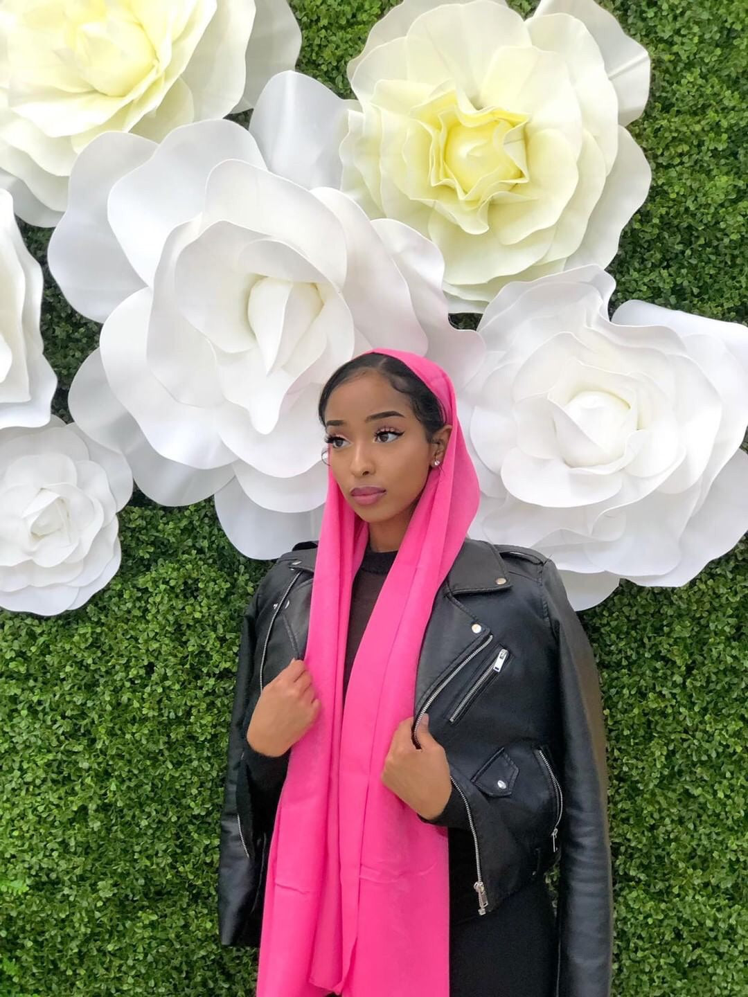 Hot Pink Sateen Hijab