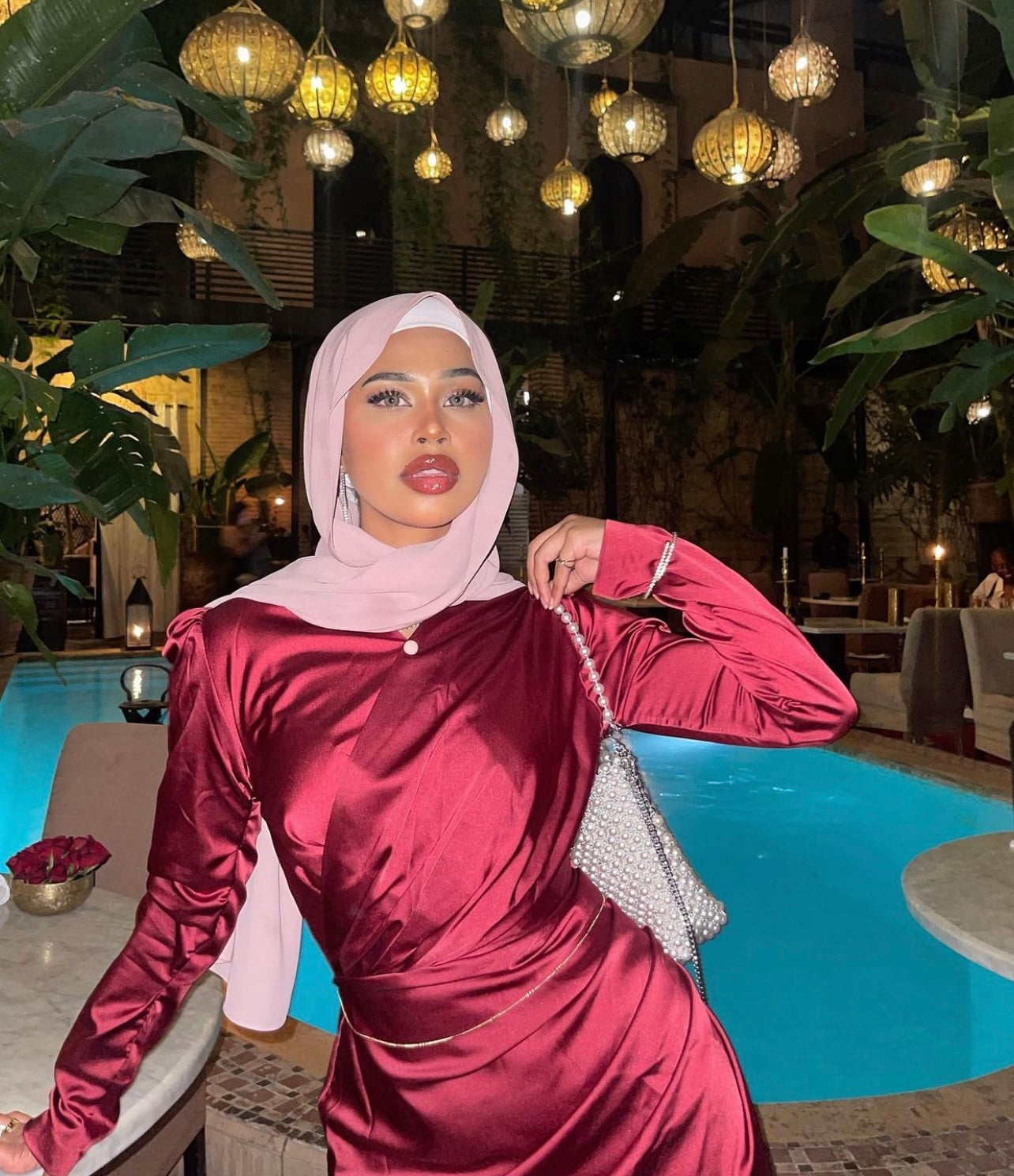 samra satin dress Samra Satin Dress in Champagne Hijabglamour