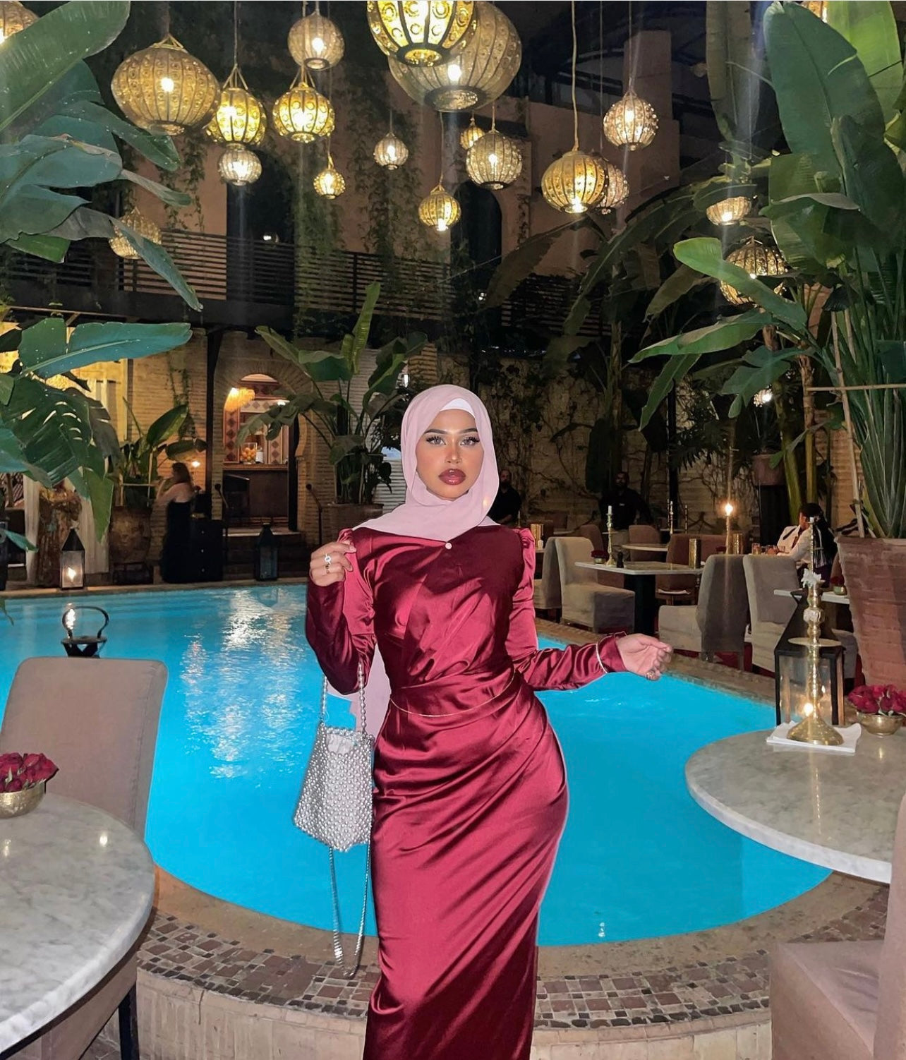 samra satin dress Samra Satin Dress in Burgundy Hijabglamour