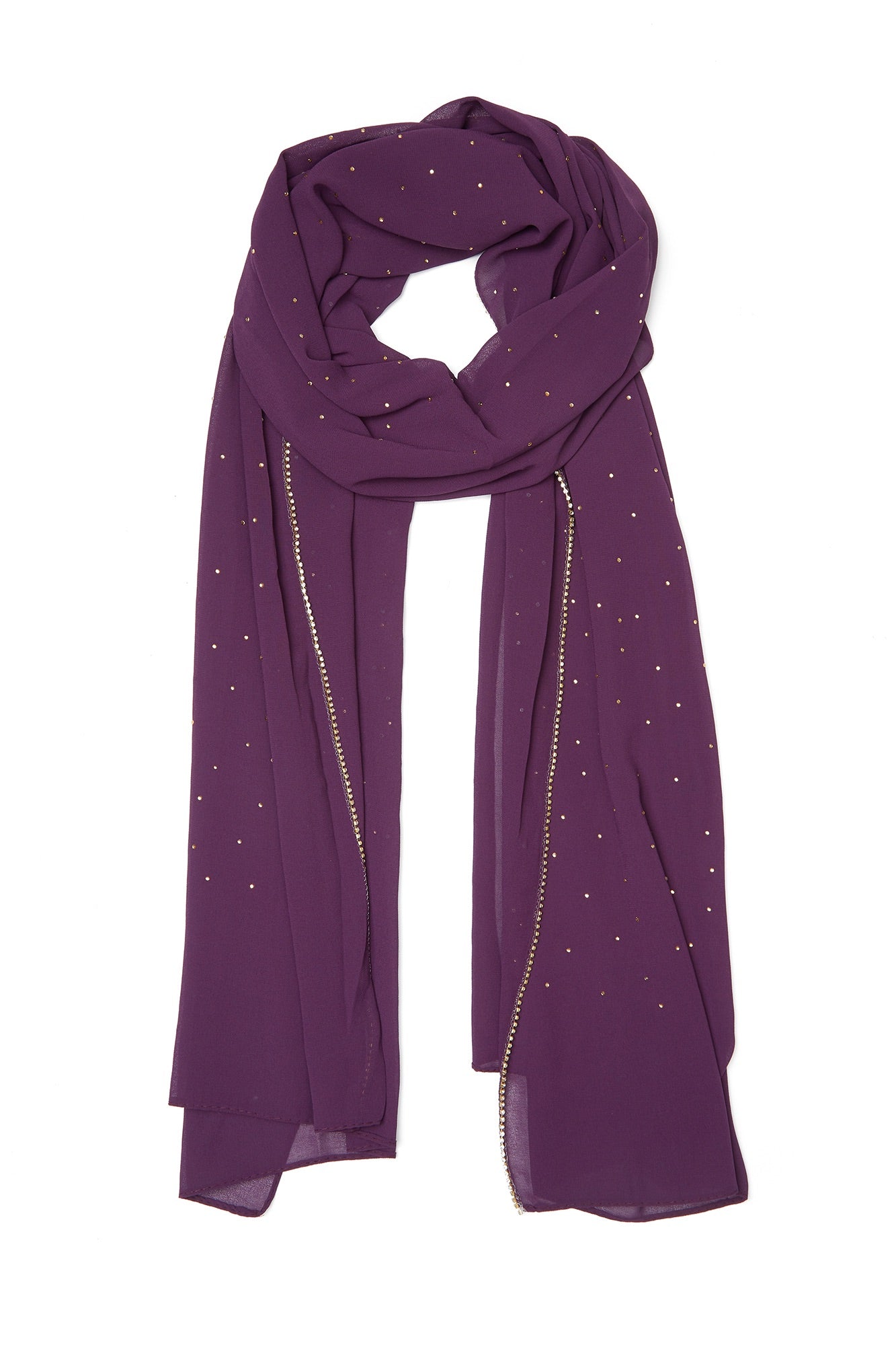 Dark Purple Rhinestone Hijab