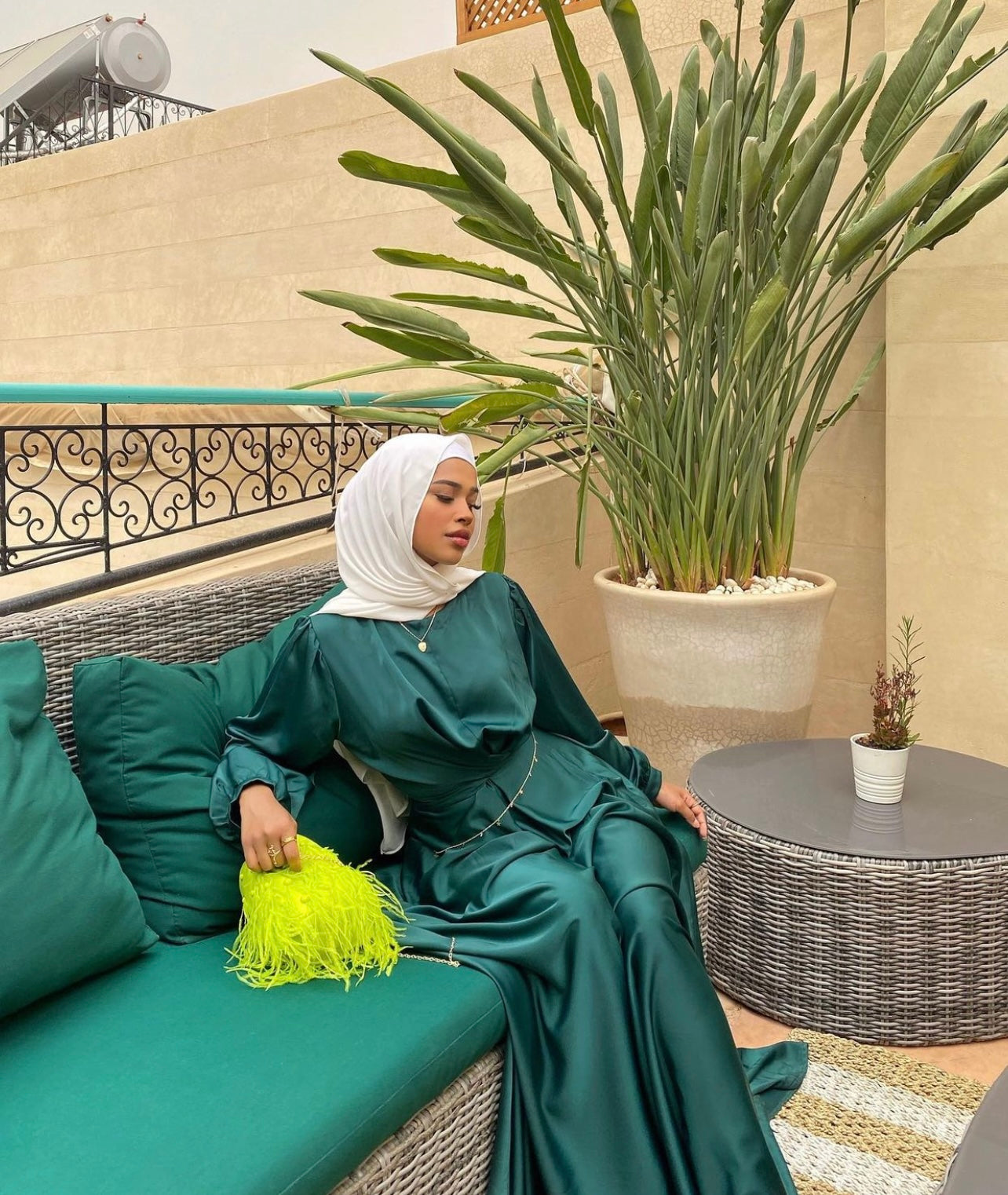 Maysa Satin Dress in Royal Green Hijabglamour Maysa Satin Dress in Royal Green Hijabglamour