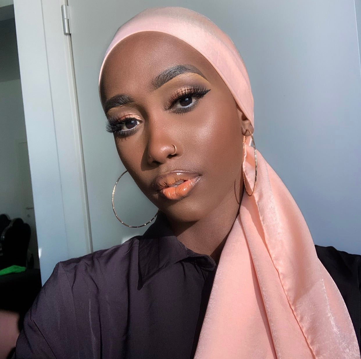 Peach Sateen Hijab