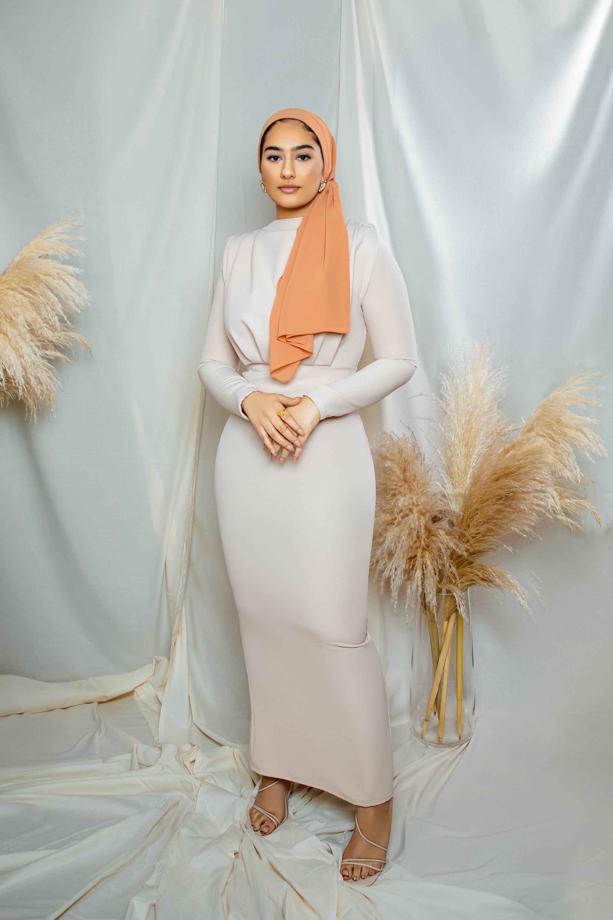 Layla Dress in Nude Hijabglamour Layla Dress in Nude Hijabglamour